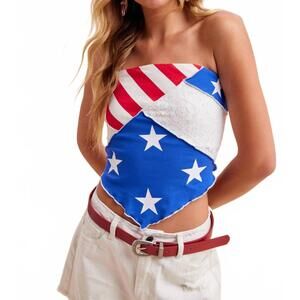 NEW VANILLA MONKEY american babe patch tube top in red, white, blue